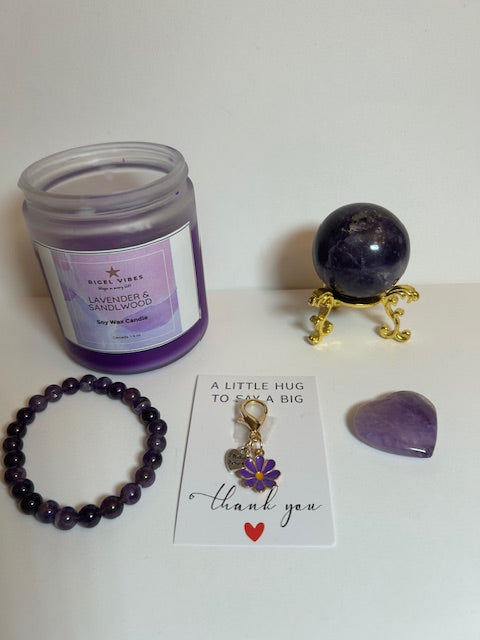Lavender Candle, & Amethyst Sphere Gift set