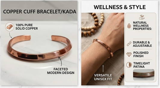 Pure Copper Kada Bracelet – Sleek V-Shap, for Men & Women – Adjustable size