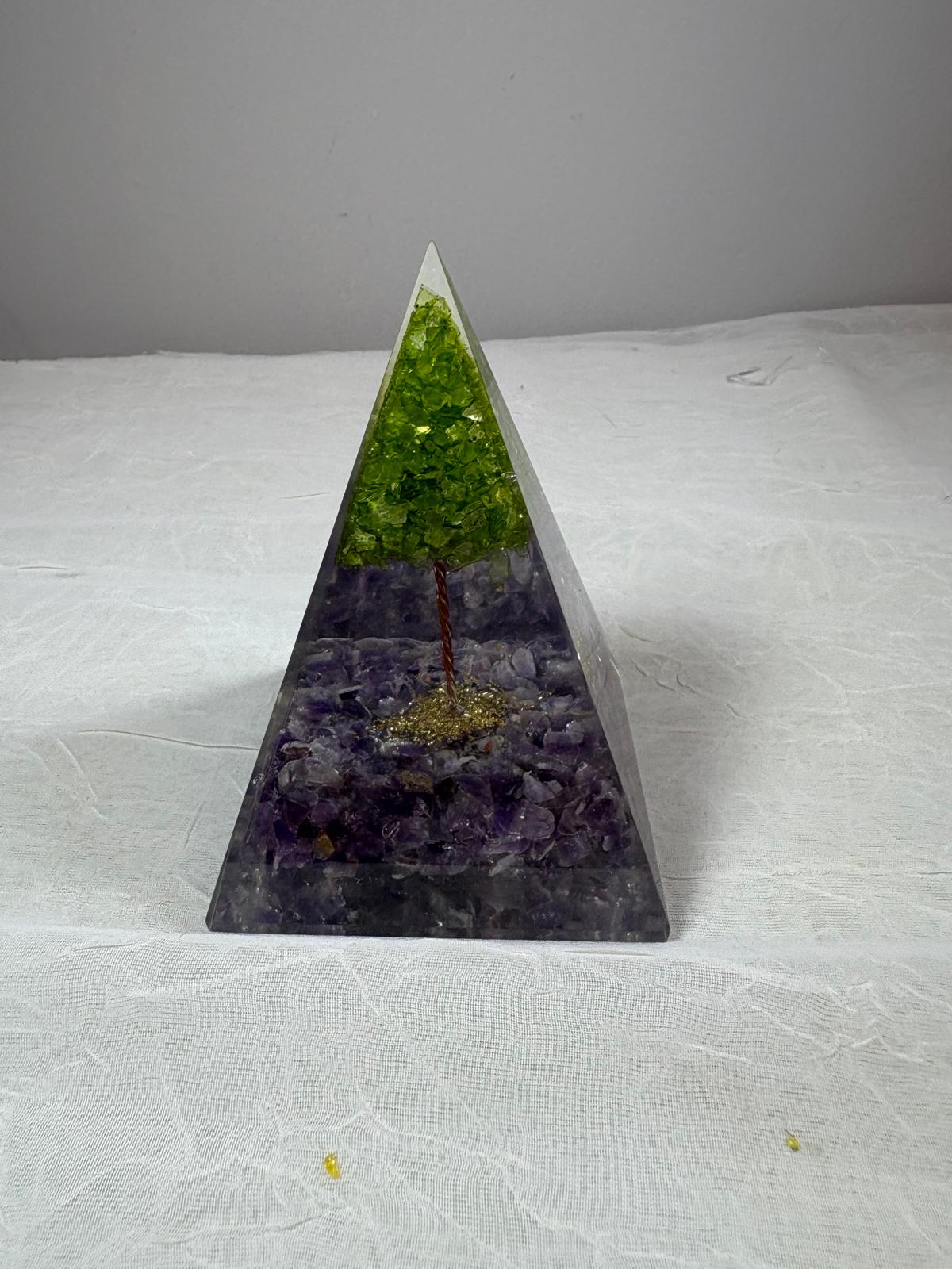 Amethyst Crystal Tree & Orgone Pyramid Set | Home Decor & Spiritual Gift