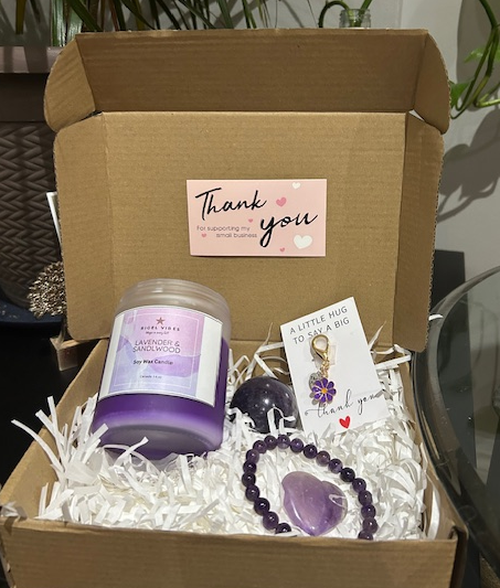 Lavender Candle, & Amethyst Sphere Gift set