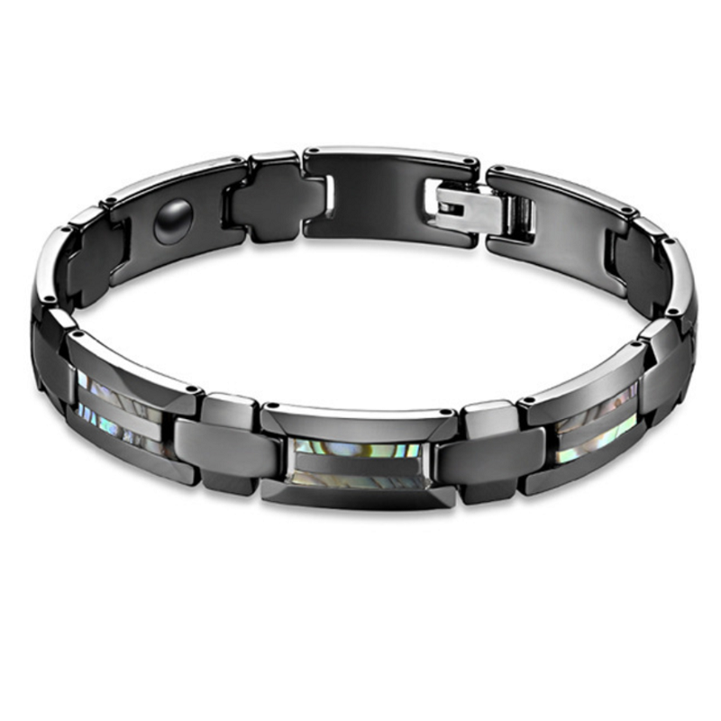 Tungsten Bracelet with Rainbow Shell  Bracelet, Tungsten Jewelry for Anniversary Gift, Grey Color