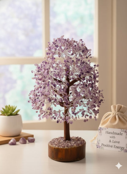 Handcrafted Amethyst Gemstone Tree – 2000 chips Tree