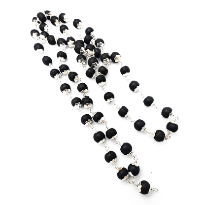 Silver Capped Karungali/Ebony Beads Mala