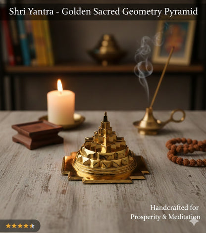 Handcrafted Gold plated Shree Yantra – Sacred Geometry for Abundance & Meditation