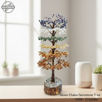 7 Chakra Tree of Life - 1500 Gemstone Chips - Large Crystal Bonsai Tree