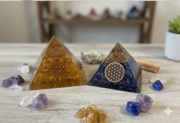 Handcrafted Orgonite Pyramids-Citrine & Lapis Lazuli Pyramid
