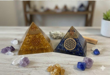Handcrafted Orgonite Pyramids-Citrine & Lapis Lazuli Pyramid