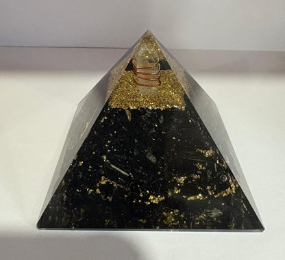 Handcrafted Orgonite Pyramid - Eye of Horus/Ra Black Tourmaline Orgonite Pyramid