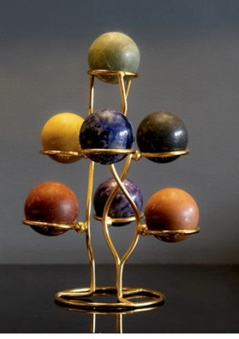 7 Chakra Crystal Sphere set with Display Stand