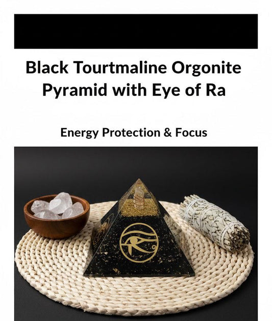 Handcrafted Orgonite Pyramid - Eye of Horus/Ra Black Tourmaline Orgonite Pyramid