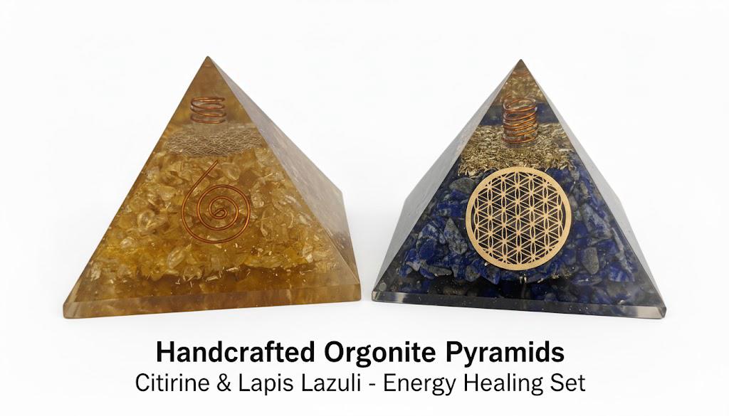 Handcrafted Orgonite Pyramids-Citrine & Lapis Lazuli Pyramid