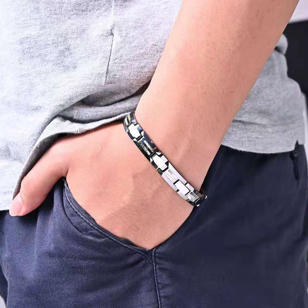 Tungsten Bracelet with Rainbow Shell  Bracelet, Tungsten Jewelry for Anniversary Gift, Grey Color