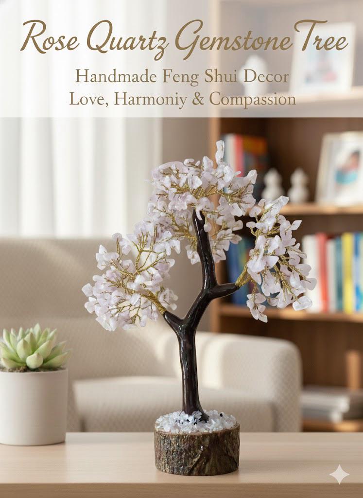 Rose Quartz Gemstone Tree – Handmade Feng Shui Decor