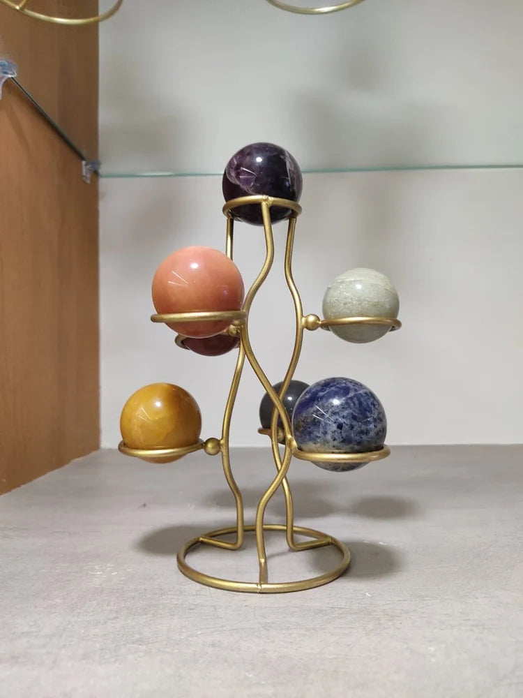 7 Chakra Crystal Sphere set with Display Stand