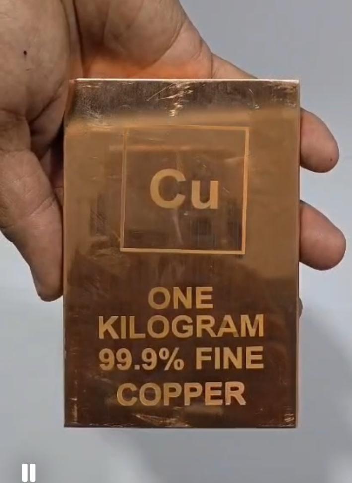 99.9% Pure Copper Bar, 1 kg Bar