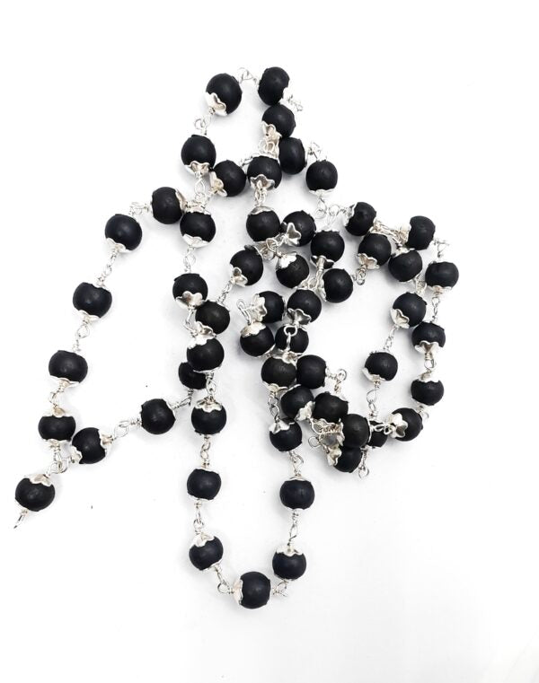 Silver Capped Karungali/Ebony Beads Mala
