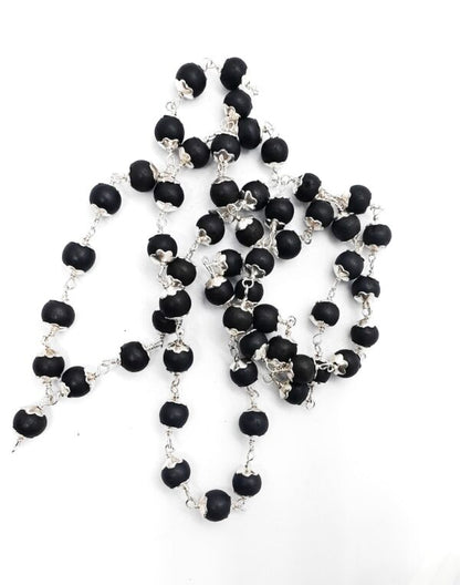 Silver Capped Karungali/Ebony Beads Mala