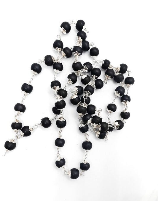 Silver Capped Karungali/Ebony Beads Mala
