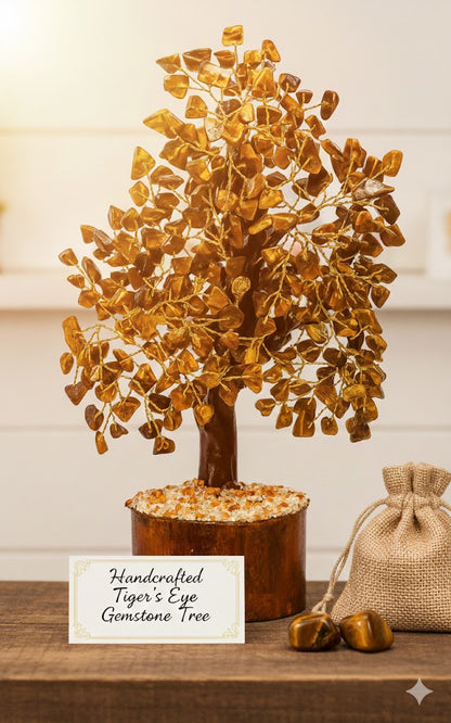 Handcrafted Tiger’s Eye Gemstone Tree – The Stone of Courage & Protection