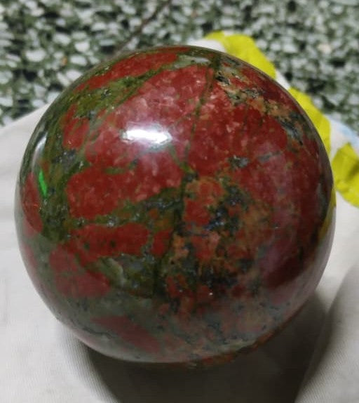 Natural Hand-Polished Unakite Sphere – Earthy Green & Pink Ball for Grounding &amp; Heart Healing