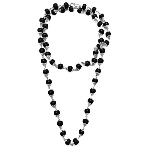 Karungali/Ebony Beads Mala with Silver caps (54 Beads Mala) - Image 2