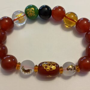 Five-Element Red Agate Bracelet (14 mm Beads)